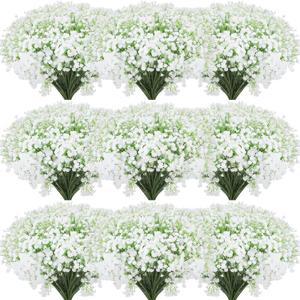 Janinka 100 Pcs Baby Breath Artificial Flowers Bulk Artificial Baby Breath Gypsophila Flower 20.8 Inch Real Touch Faux Gypsophila Bouquet Fake Floral Greenery for Wedding Party Decor (White)