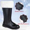 SOMOYA Christmas Santa Claus Boots for Men Women Santa Boots Men Christmas Shoes Adult Black for Cosplay Shoes with White Plush Cuffs (10-11)