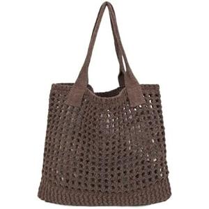 ENBEI Women's Beach Tote Bag, Crochet Knit Hollow Design, Stylish Tote for Beach,Travel and Everyday Use Aesthetic Handbag