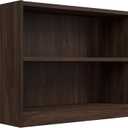 Bush Home Small 2 Shelf Bookcase, 2 Tier Bookshelf Storage Cabinet with Adjustable Shelf for Living Room, Bedroom or Home Office, Universal Collection, Black Walnut