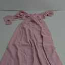 MITILLY Women's Summer Flutter Sleeve Square Neck Tie Back Casual Pleated A-Line Flowy Maxi Dress with Pockets (Medium, Pink)