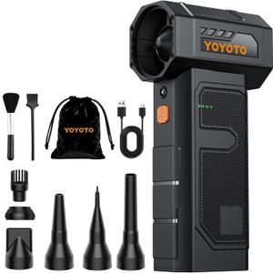 Compressed Air Duster, Electric Air Duster with Upgraded Powerful 40MM Brushless Motor, 4-Gear Cordless Mini Hand Blower with LED Light, 27.75Wh Rechargeable Turbofan for Keyboard, Car, Home, Outdoor