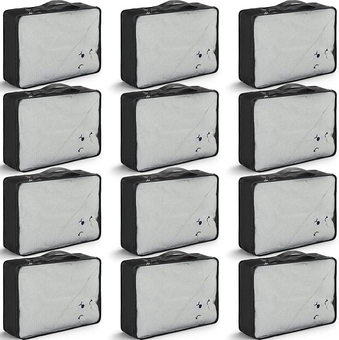 Tudomro 12 Pcs Large Packing Cubes Luggage Organizers for Suitcase Mesh Travel Organizer Bags Travel Packing Organizers for Traveling Camping Hiking (Black,15.8 x 11.8 x 4.3 Inch)