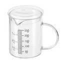 Patikil 250ml Glass Measuring Cup, 3.3 Borosilicate Graduated Black Printed Scale Liquid Measure Cups Beaker with Glass Lid and V-Shaped Spout for Kitchen, It's a Crack On The Side