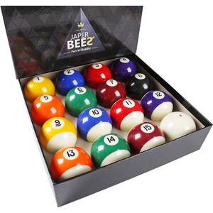 JAPER BEES Billiard Ball/Pool Ball Set Complete 16balls 2-1/4" Regulation Size&Weight Resin Ball