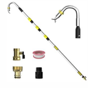 TONYINGO 24FT Reach Telescopic Gutter Cleaning Tool, 8-15FT Gutter Cleaner from the ground with 360°Rotatable Duckbill Metal Head, Shut Off Valve, Leak-Proof Gutter Cleaning Wand for Garden Hose