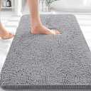 OLANLY Bathroom Rugs 36x24, Extra Soft Absorbent Chenille Bath Rugs, Rubber Backing Quick Dry, Machine Washable Bath Mats for Bathroom Floor, Tub and Shower, Home Decor Accessories, Grey