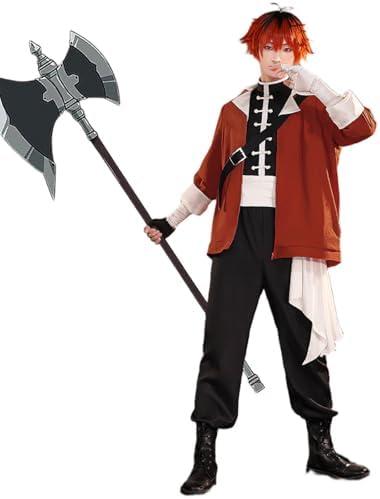 Wecos Men Role Cos Anime Cosplay Red Coat wiht Black Outfit Full Set for Halloween Party, Size: Medium
