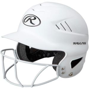 Rawlings | COOLFLO Batting Helmet with Facemask | Fastpitch Softball | One Size Fits Most (6 1/2  7 1/2) (Matte White)