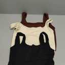 OLCHEE Womens 3 Pack Crop Tank Tops Basic Seamless Ribbed Sleeveless Square Neck Workout Top Summer Exercise Yoga Gym Shirts (Black + Brown + Beige)