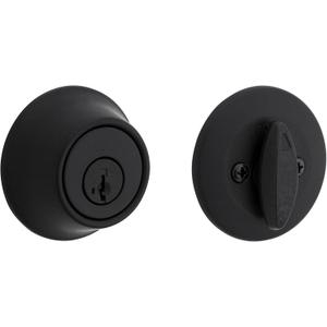 Kwikset 660 Deadbolt Lock, Matte Black Round Exterior Keyed Front Entry Door, Pick Resistant SmartKey Rekey Security, Single Cylinder Dead Bolt