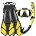 Zenoplige Mask Fins Snorkel Set, Snorkeling Gear for Adults, Panoramic View Snorkel Mask Anti-Fog, Adjustable Dive Flippers, Dry Top Snorkel and Travel Bag, Scuba Gear for Swimming Snorkeling Diving