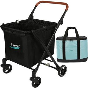 Foldable Shopping Cart Shopping Trolleys with Feature 70 Liters Capacity Rolling Front Swivel Wheels and Height Adjustable Slider for Office Picnic Groceries Laundry Indoor Outdoor