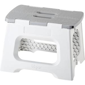 Vigar Compact Step Stool Foldable, 9-inch Step Stools for Adults up to 330 Pound, Lightweight Stool, Non-Slip Folding Step Stool, Gray