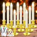 Verdenu 10 Pack Christmas Window Candles, Battery Operated Window Candles with Remote Timer, Electric LED Flameless Candle with Holders/Suction Cups for Window Decor, Gold