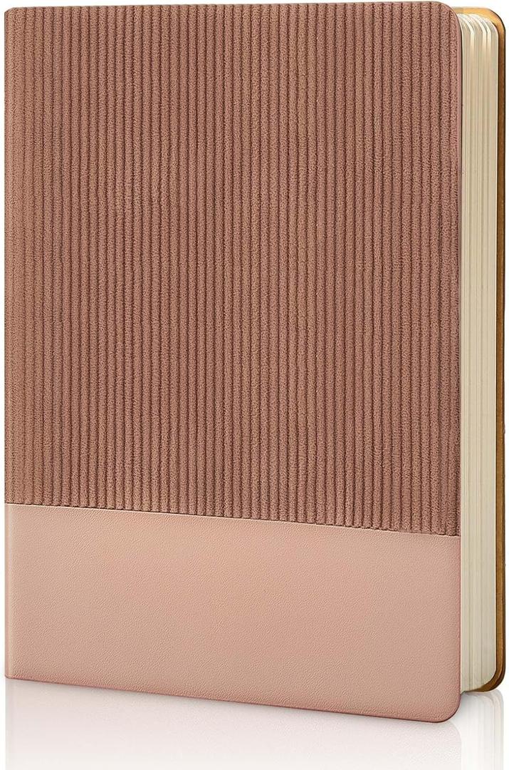 Lined Journal Notebook for Work College Ruled Note Book 5.79"x8.27" A5 PU Leather Daily Journaling 216 Pages for Women Men Writing Home School Supplies Business (Dark Pink)