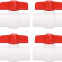 4Pcs 1" PVC Ball Valve Water Pipe Shut-off Valve Socket with Red T-Handle for Cold Water Supply lines, Irrigation Pipe fitting System(Socket x Socket), Schedule 40