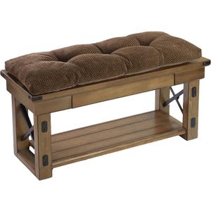 Klear Vu The Gripper Non-Slip Tufted Bench Cushion for Indoor Furniture, Assembled in USA, Entryway Storage, Bay Window, Corner Nook or Piano Seat, 27 Inches, Chenille Dark Brown