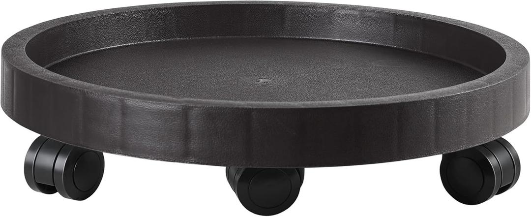 17.5 Inch Planter Caddies Rolling Saucer Caddy with Wheels, Heavy Duty Wheeled Stand for Potted Plant, Round Coaster Roller Base Tray with Casters, Flower Pot Dolly Holder for Indoor Outdoor