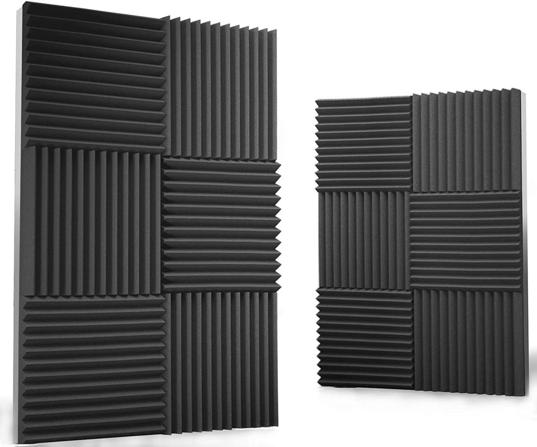 8 Pack Acoustic Panels 1 X 12 X 12 Inches Acoustic Foam - Studio Foam Wedges - High Density Panels Soundproof Wedges - Charcoal
