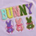 Toddler Baby Girl Boy Easter Clothes Bunny Shirt Short Sleeve Rabbit Embroidery Top Kids Easter Summer Outfit (Purple) 90
