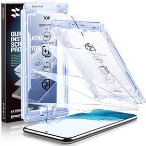 SMARTDEVIL [3 Pack for Samsung Galaxy S22 Screen Protector, Finger Print Reader Compatible, Fast & Easy Installation, Clear 9H Tempered Glass Film, Alignment Frame [Dust-Free & Bubble-Free]