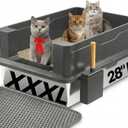 XXXL Stainless Steel Cat Litter Box – Extra Large 28" L x 20" W with High Sides & Lid, Non-Stick, No Odor, Leak-Proof Metal Boxes for Large & Multiple Cats, Easy to Clean Lites