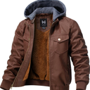 GGleaf Boy's Faux Leather Jacket Windproof Warm Winter Coat Kids Bomber Outerwear Waterproof PU Motorcycle Jacket Black Size 8