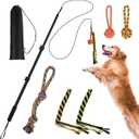 Flirt Pole for Dogs, Extendable Dog Flirt Pole with Detachable Interactive Toys Dog Teaser Wand with Lure Chewing Toy for Outdoor Exercise & Training Interactive Toys for Large Medium Small Dogs (black)