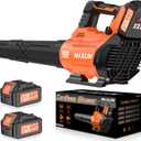 Leaf Blower Cordless - 580CFM/160MPH Electric Leaf Blower, 2 X 4.0Ah Battery and Charger with 3 Speed Modes, for Lawn, Yard, Sidewalk, Garage Cleaning