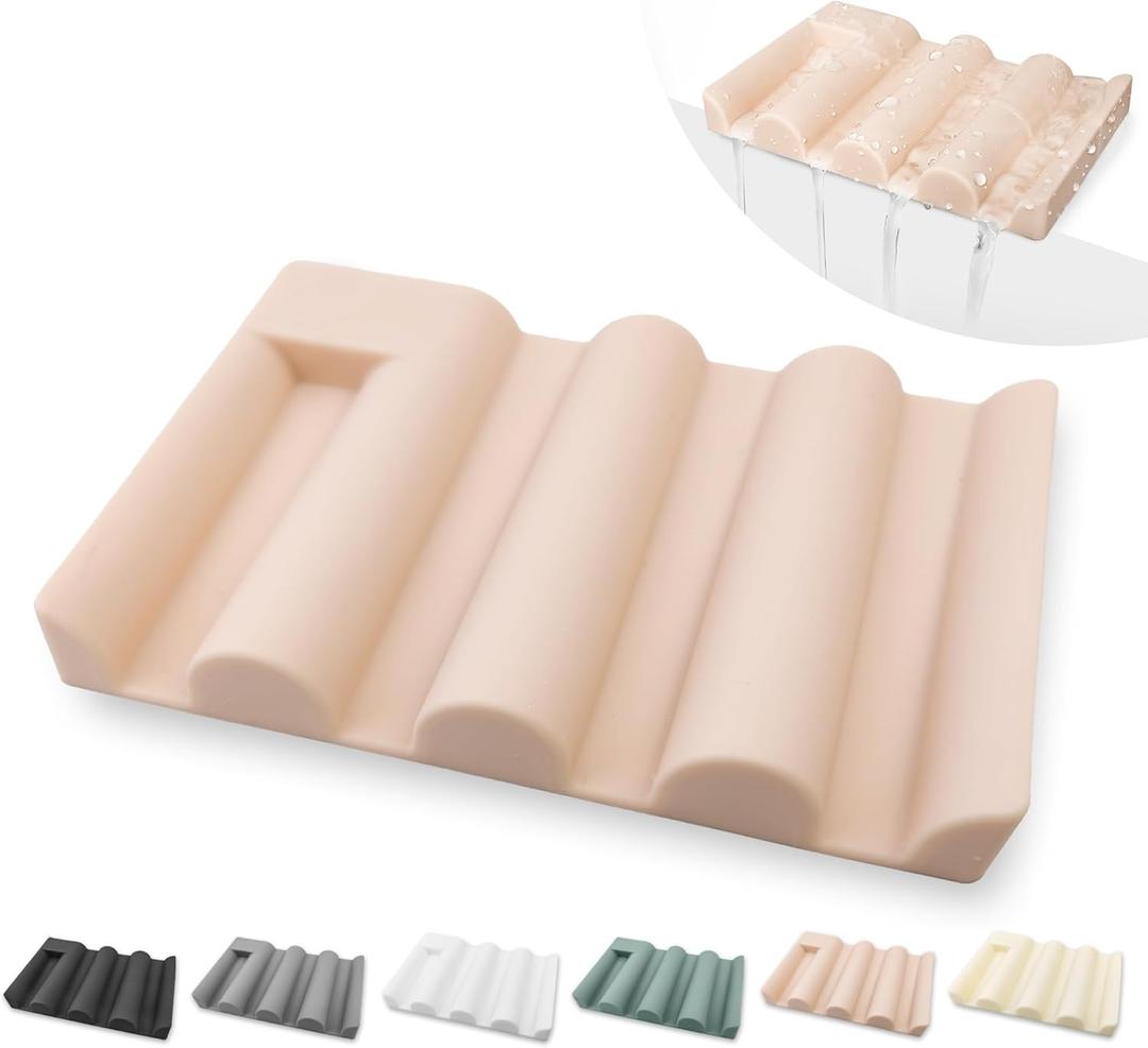 Soap Dish for Shower, Bathroom & Kitchen  Non-Slip, Self-Draining Design to Keep Soap Dry, Extend Soap Life  Easy to Clean, Compact & Durable (Pink, 2 pcs)