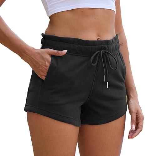 EZPERY Womens Summer Sweat Shorts Cotton French Terry Drawstring Workout Casual Lounge Shorts with Pockets XL