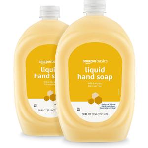 Amazon Basics Liquid Hand Soap Refill, Milk and Honey Scent, Triclosan-Free, pH Balanced, Dermatologist Tested, 50 Fluid Ounces, 2-Pack (Previously Solimo)