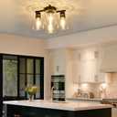 Kitchen Lighting Fixtures Ceiling, Black Semi Flush Mount Ceiling Light, 4 Light Kitchen Light Fixtures Cieling Lights with Clear Glass Shade for Bedroom Foyer Farmhouse Hallway