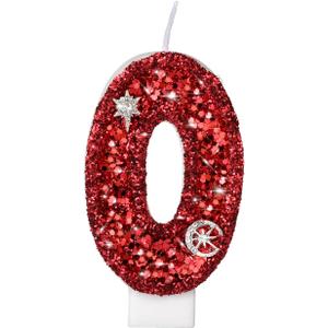 Birthday Candles, Number Candles for Birthday Cakes, Sparklers Candles for Birthday Cake, Red Birthday Candles for Baby/Girl/Boy/Women, 3.15" Cake Candles for Party/Decorations 0#