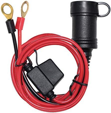 SPARKING 6FT Car Female Cigarette Lighter Plug Socket to Eyelet Terminals 12V Extension Cable with 15A Fuse(6FT)