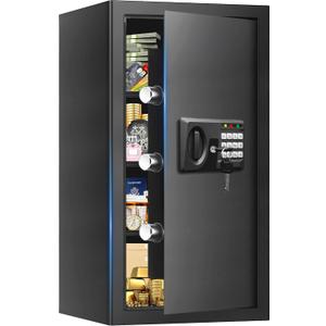 6.1 Cuft Large Fireproof Safe for Documents, Digital Security Personal Safety Box with Programmable Keypad, Spare Keys and Removable Shelf, Anti-Theft Fire Safe Box for Home Money Firearm Medicine