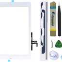 Touch Screen Replacement for iPad 5 2017 9.7 inch, A1822 A1823 A1474 A1475 Digitizer Glass Assembly Without Home Button (not Include LCD) + Pre-Installed Adhesive + Tool Kits(White