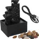 PRETYZOOM Portable Tabletop Water Fountain with USB Cable and Decorative Stones Small Indoor Water Feature for Home Decor Garden Ornament and Office Relaxation 6.69 X 4.33 X 3.54 Inches