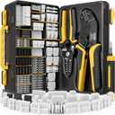 Mini-Fit Jr 4.2mm Crimping Tool Kit (2-24 Pin) with SATA & LP4 Connectors, 16-26 AWG Terminals. Ratcheting Crimper, Stripper & Extractor. Fits Molex Mini-Fit Jr for PC Modding, ATX/GPU/PSU