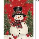 AVOIN colorlife Snowman with Scarf Christmas Garden Flag 12x18 Inch Double Sided, Cardinal Winter Farmhouse Yard Outdoor Decorative Flag (Red)