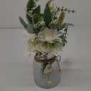 Faux Flowers with Vase,Artificial Silk Flowers in Vase, Fake Plant Eucalyptus and Willow,Flower Arrangement for Home Farmhouse kitchen Dining Table Centerpiece Decorations Coffee Table Decor (White)