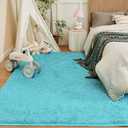 Andency Blue Area Rugs 9x12 for Living Room Home Decor, Large Shaggy Bedroom Carpet, Non-Slip Big Shag Indoor Thick Soft Fluffy Furry Fur Area Rugs for Kids Dorm Nursery Aesthetic