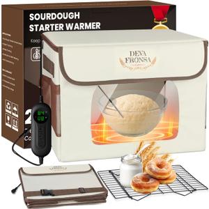 Foldable Bread Proofing Box - 36L Large Dough Proofer with 3-Sided Heating, 24H Timer+Temp Control(50-113) with Front Window & Metal Rack for Sourdough, Yogurt & Bread Baking