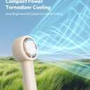 Aecooly Portable Handheld Turbo Fan [16H Max Cooling Time], 5 Speeds USB Rechargeable Mini Personal Battery Operated Small Pocket Cooling Fan GIfts for Women, Travel, Home, Office, Beach, Lash -Beige