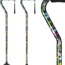 Elegant Walking Cane For Women, Foldable & Adjustable Cane For Seniors With Self-Standing Tip | Lightweight Mobility Aid For Stability & Balance Support (Green Butterflies Floral Printed)