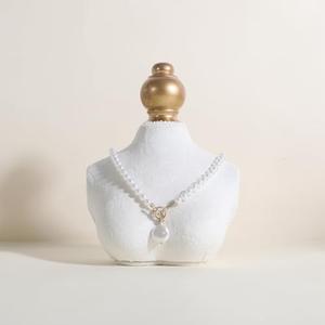 GemeShou Velvet necklace holder display stand, White jewelry necklace display for selling, necklace mannequin for jewelry, necklace bust jewelry display for Countertop【White-Low version】