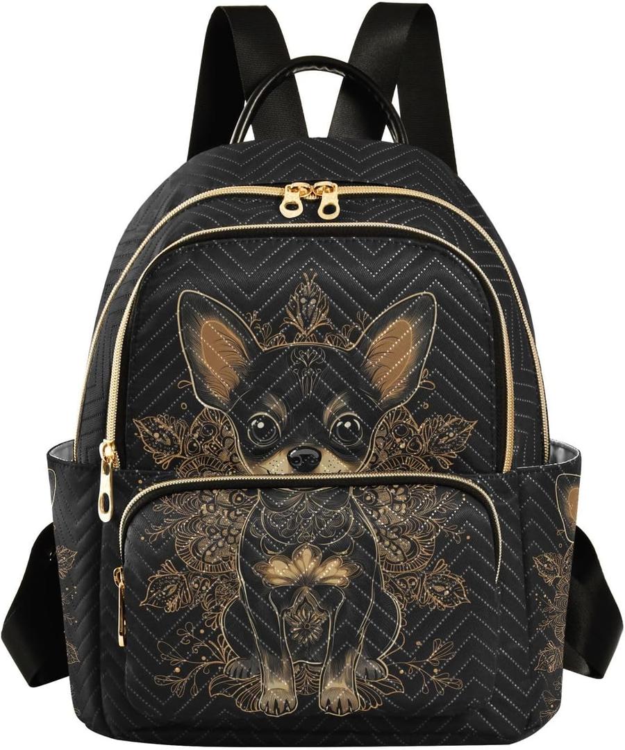 Chihuahua Backpack Purse For Women Lightweight Travel Shoulder Bag Daily Mini Backpack