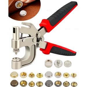 Snap Button Tool Kit, Heavy Duty Snap Fastener Tool with Built-in Hole Punch, 40 Sets 4 Colors Metal Button Kit for Boat Cover Repair, Ideal Marine Snap Setter Tool for Boat Covers, Canvas, Fabric