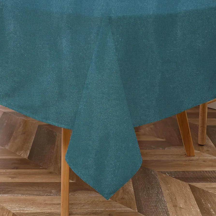 Majestic Giftware Tablecloth for Rectangle Table (TCE14-54144) Teal Color 100% Cotton Twill Dining Table Cover | Decorative Washable Tablecloth for Birthday, Home, Kitchen, Dining (65X90)